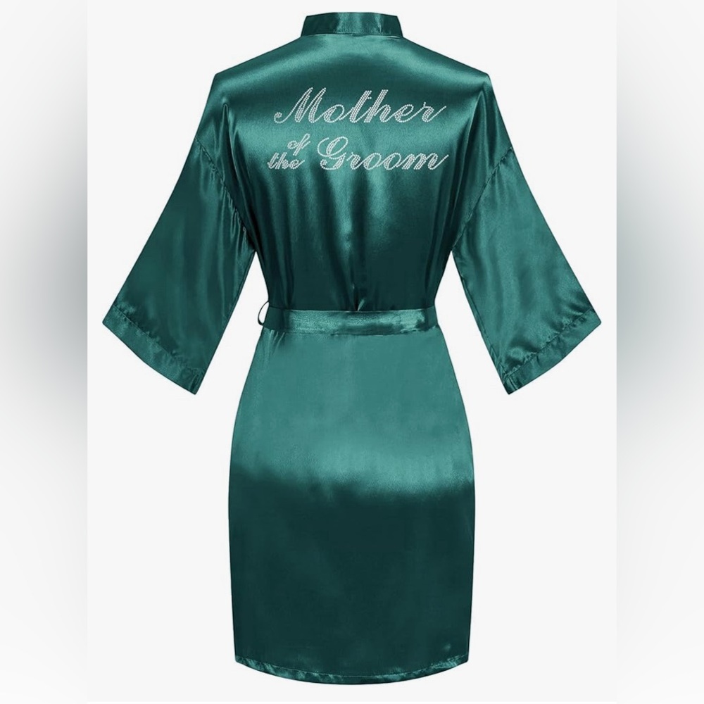 Mother-of-the-Groom Short Satin Kimono Robe